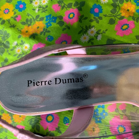 Vintage Pierre Dumas Pink Floral Clear Unique Chunky Heel Mule Sandal Size 7.5 - Picture 11 of 15